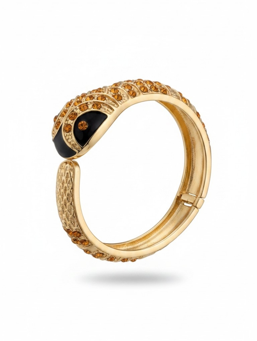 Nwt Sassified Snake Bangle Bracelet With Amber Crystals And Black Enamel